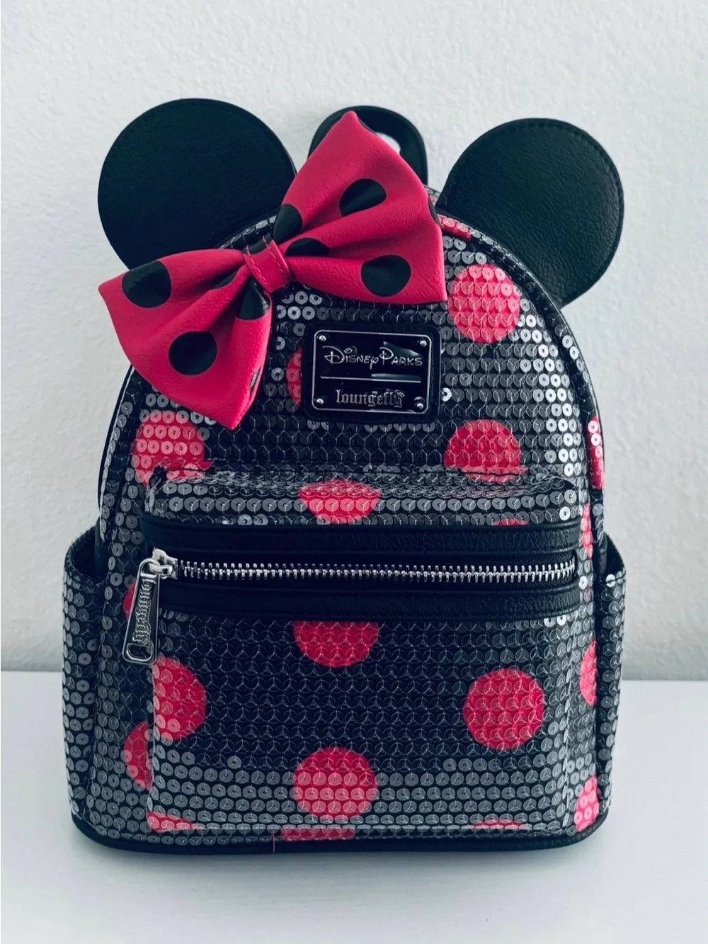 Disney Parks Minnie Mouse Sequined Polka Dot Loungefly Mini Backpack